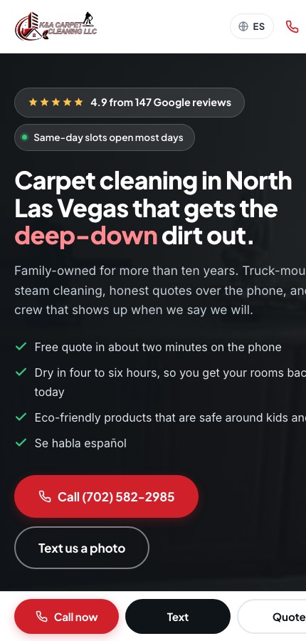 K&A Carpet Cleaning on a phone
